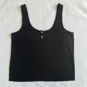 Saltwater LUXE Black Sleeveless Buttoned Cropped Ribbed Tank Top Womens XS
